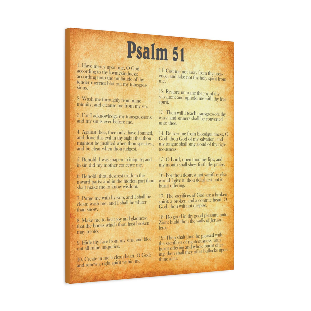 Scripture Walls Psalm 51 Gold Bible Chapter Canvas Christian Wall Art